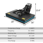 SHZOND Clamshell Heat Press 16 x 20 Inch 1700 W - Digital Control