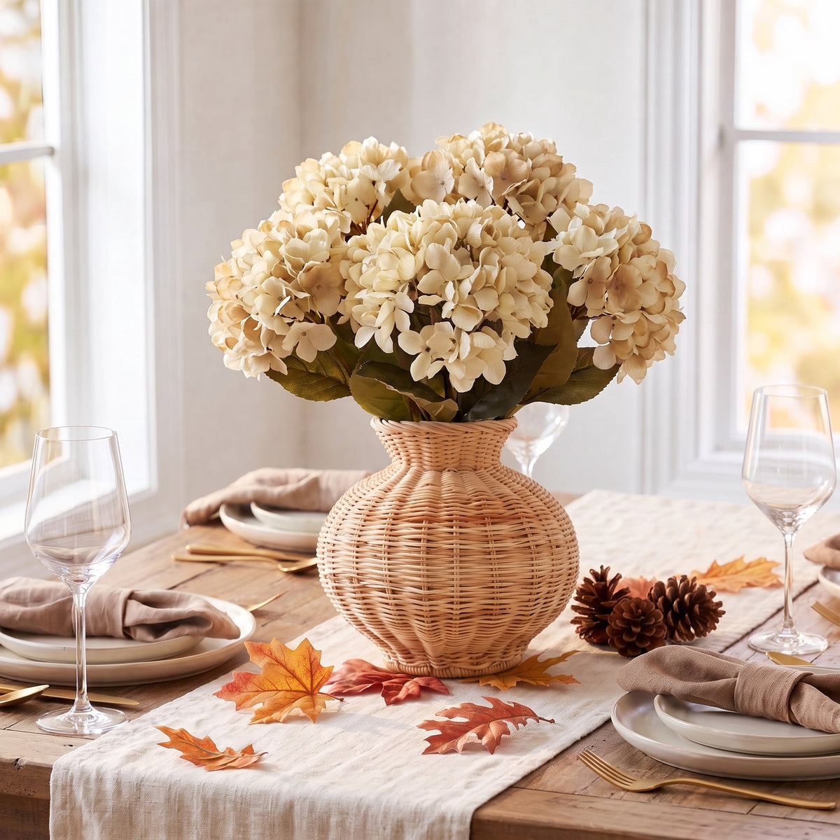 My Texas House Fall Faux Hydrangea Bundle, Cream, 20"