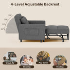 3-in-1 Convertible Pullout Sleeper Chair Bed - 75in x 26in x 17in