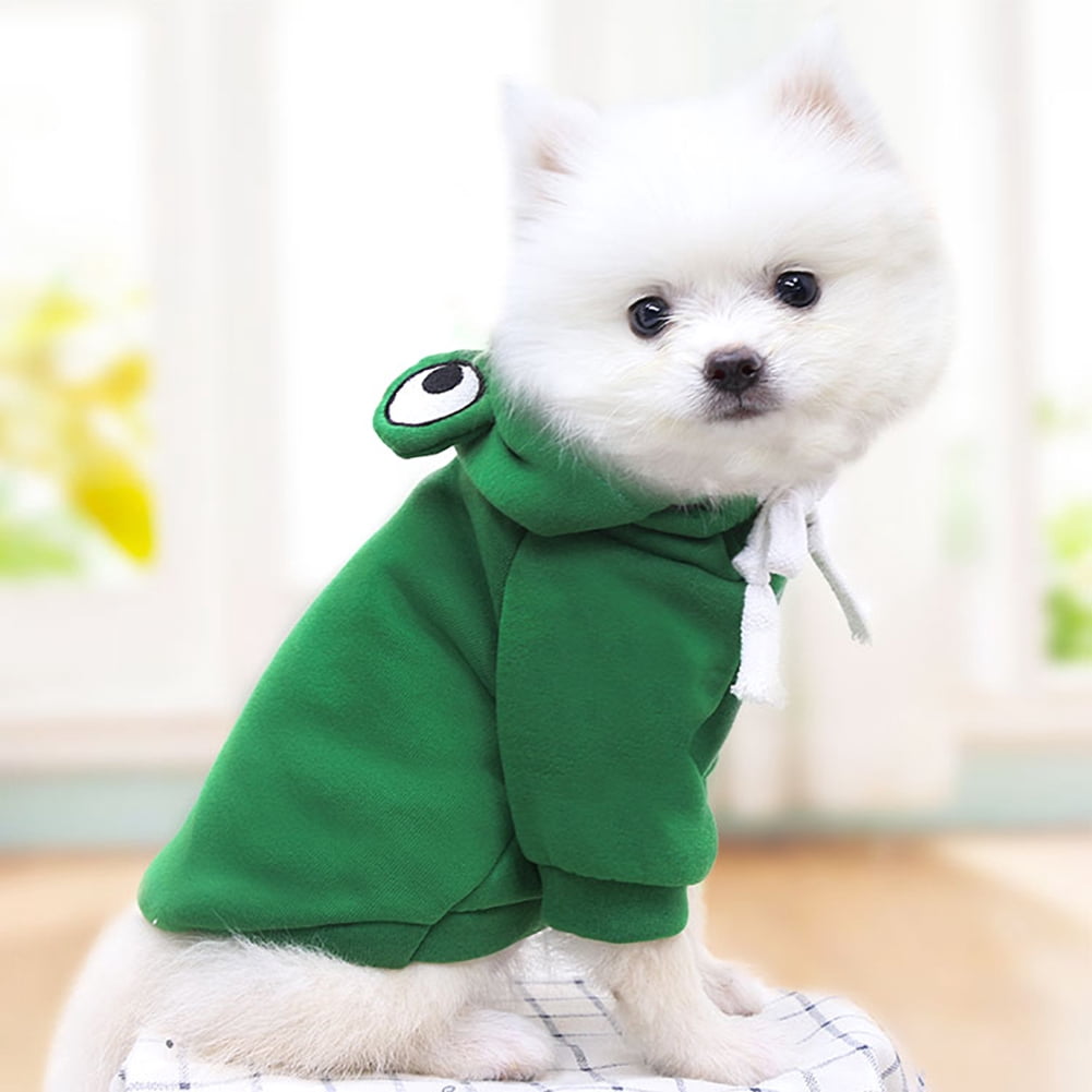 Winter Warm Plush Dog Coat Hoodie, Pet Halloween Frog Cosplay Costume for Small Dogs