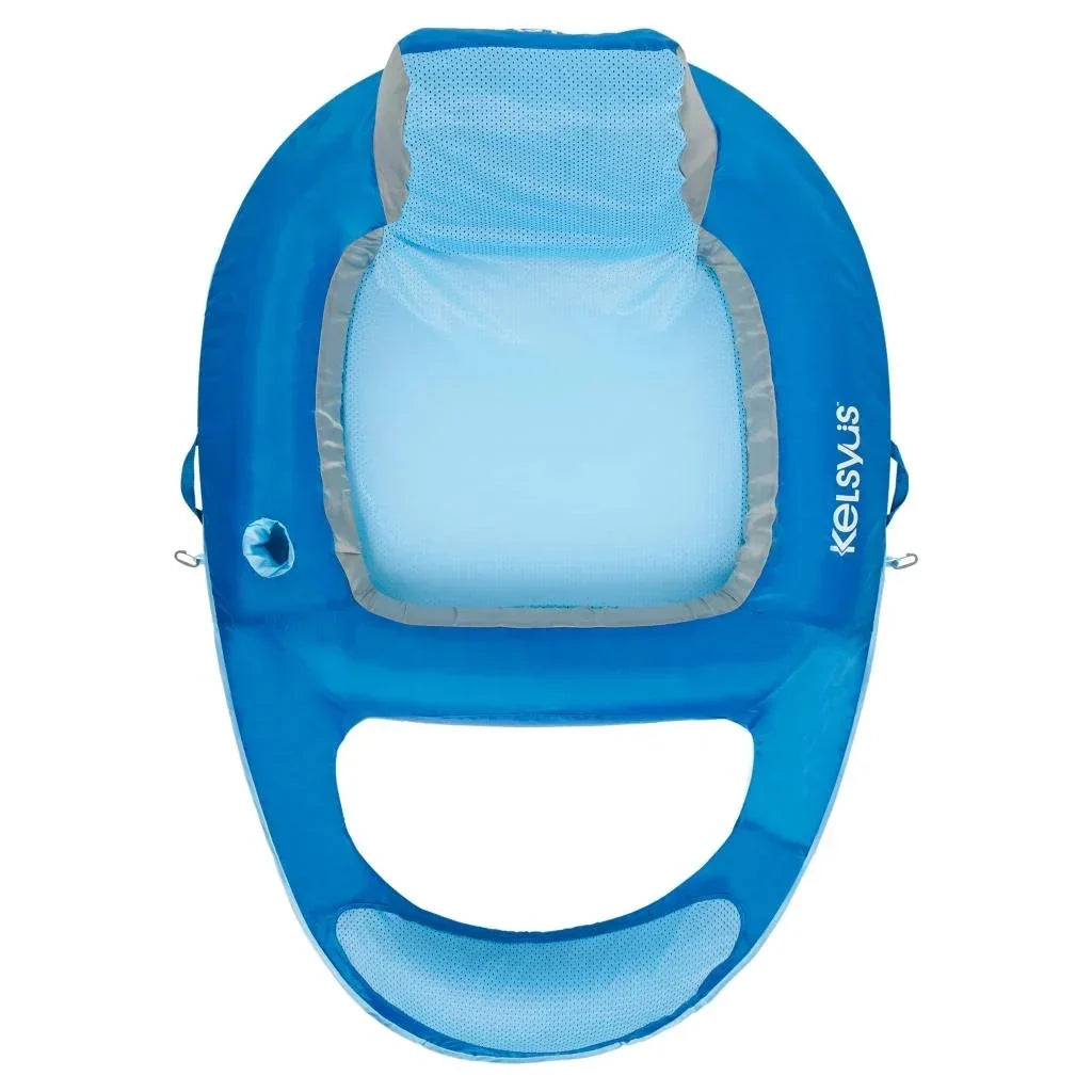 Kelsyus Floating Pool Lounger Inflatable Chair With Cup Holder Blue 2 Pack - 80014