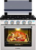 Liquefied Petroleum Gas Stove Oven Combo, 21 in High, 3 Burners, 1.8 cu ft