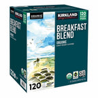 Kirkland Signature Organic Breakfast Blend Coffee K-Cup Pods, Light Roast, 120-Count, Arabica