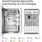 COMFEE' Portable Countertop Dishwasher, 5L Built-In Water Tank, 6 Programs, White - CDC17P0AWB