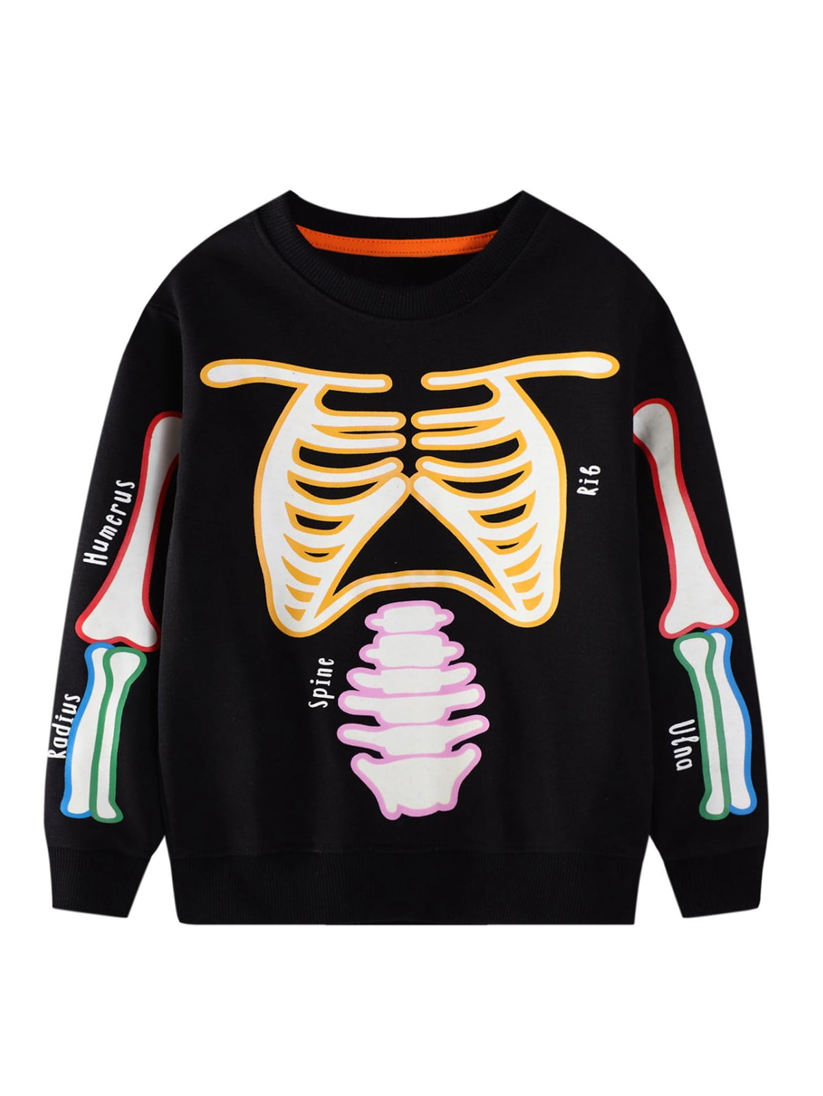 HILEELANG Boys Skeleton Graphic Black Sweatshirt, Sizes 2-7 Years