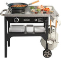 Cuisinart Outdoor Wok Station With Prep Table, 50,000 BTU, 14 inch Carbon Steel Wok - Black