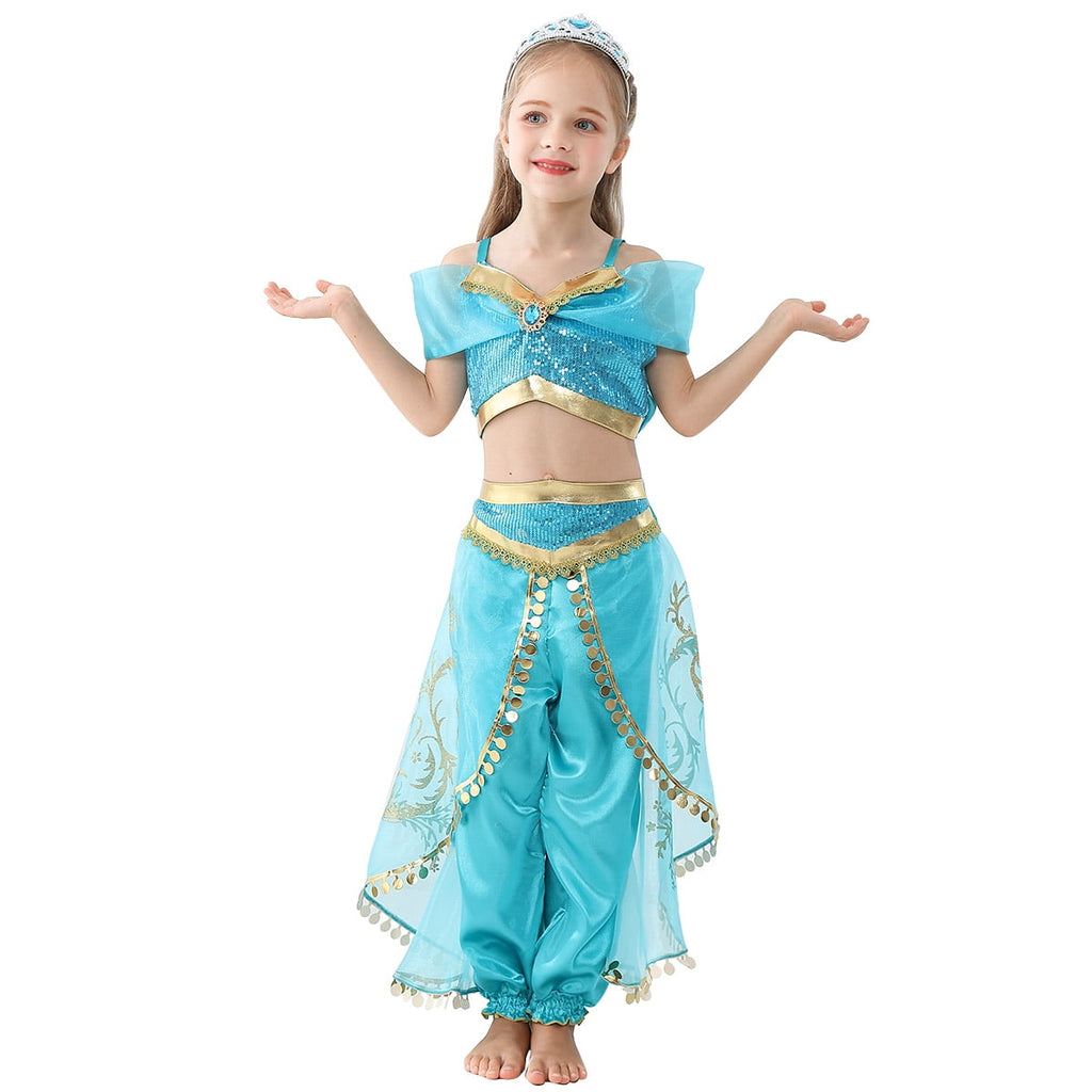 HAWEE Princess Costume for Girls Sequin Dress Up for Halloween Cosplay