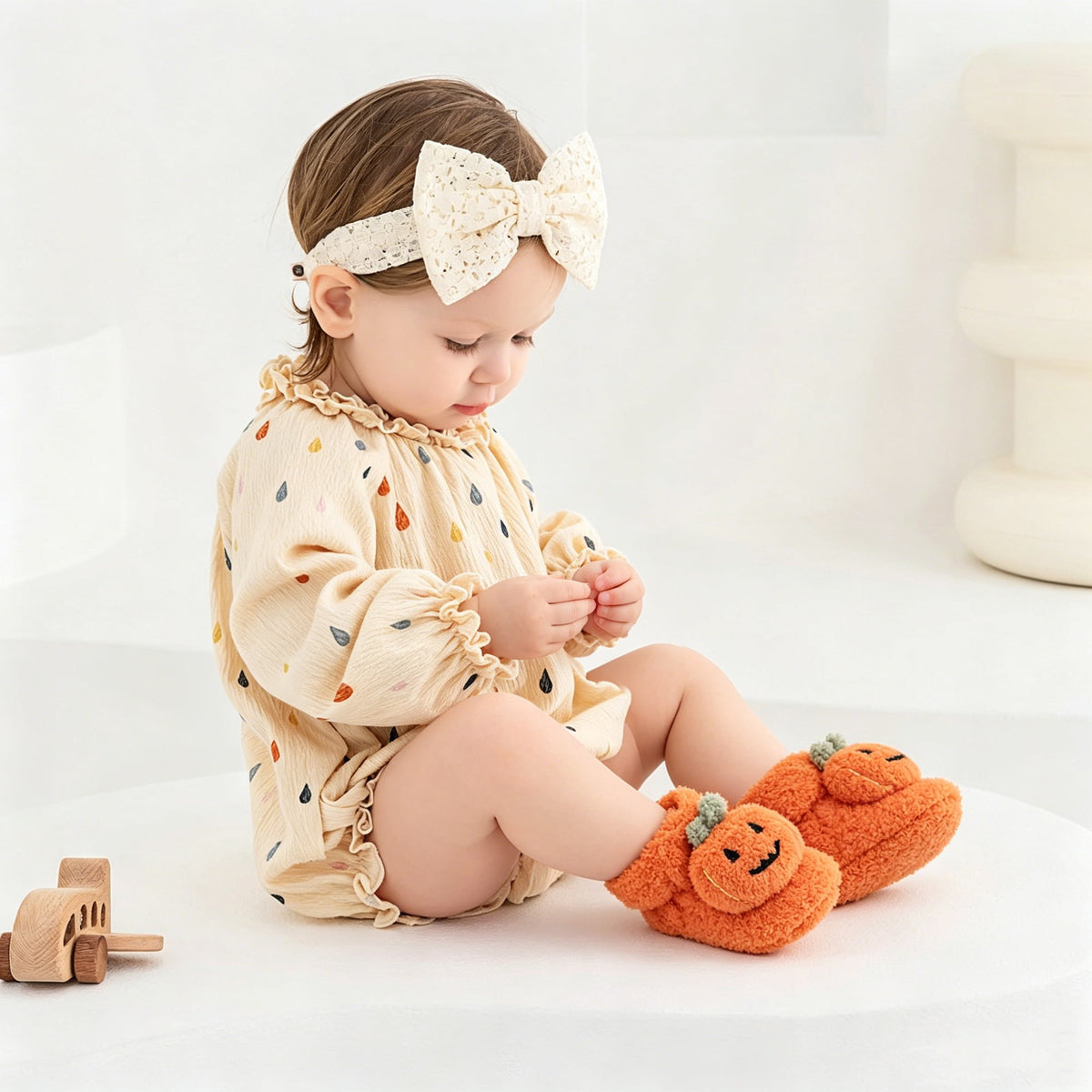 Ecetana Baby Fuzzy Bootie Slippers Halloween Cozy Sock Shoes Soft Infant Shoes Warm Fleece Slippers for Toddlers