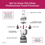 Ninja Professional Food Processor 9 Cup, 850 Watts, Silver - BN600