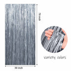 Sm:)e 2-Pack Light Bright Silver Foil Fringe Curtains for Events - Birthday, Wedding, Graduation, Christmas, Baby Shower, various festivals Decor Photo Booth Fun!