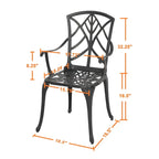 NUU GARDEN Cast Aluminum Outdoor Patio Bistro Dining Chairs, Set Of 2, Black With Gold-Painted Edge