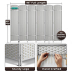 6-Panel Room Divider Privacy Screen With Hand-Woven Mesh Panels - 6 Ft Tall