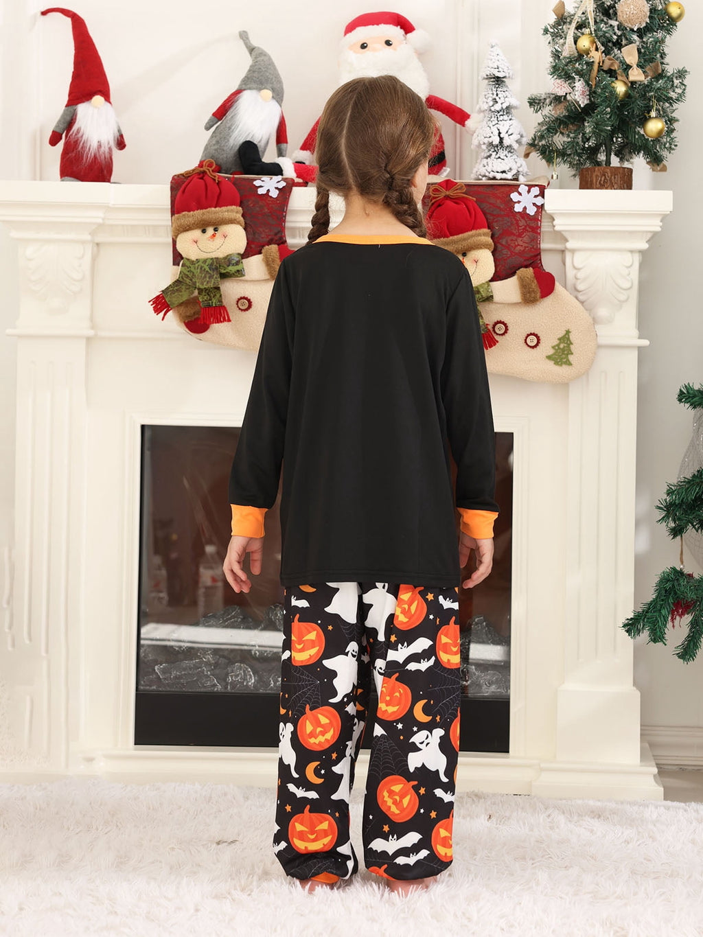 DAKIMOE Halloween Pajamas Family Matching Set Holiday Print Long Sleeve Jammies Loungewear PJs Set Sleepwear Adult Kids Men Women Toddler