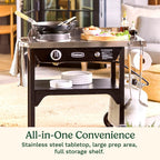 Cuisinart Outdoor Wok Station With Prep Table, 50,000 BTU, 14 inch Carbon Steel Wok - Black