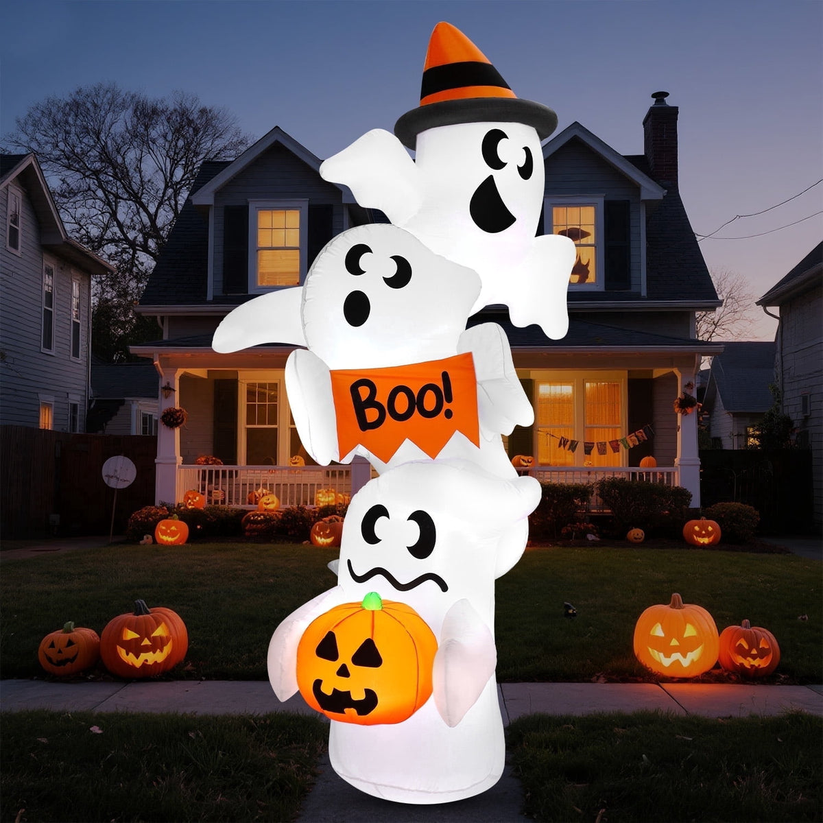 Joyfy 5ft Halloween Inflatables Light up Cute Ghost