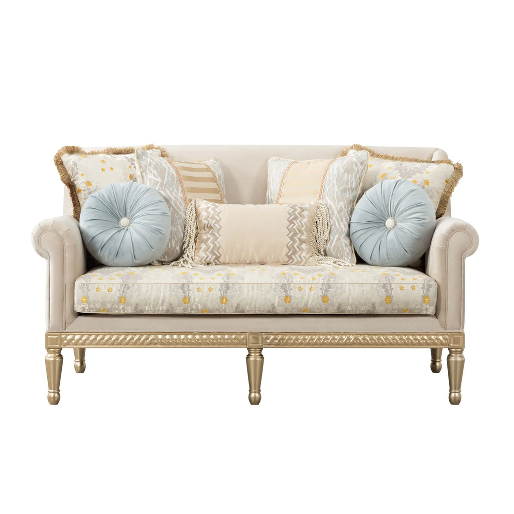 84in Modern Velvet Sofa Set, 3-Seater Couch With Loveseat, Beige