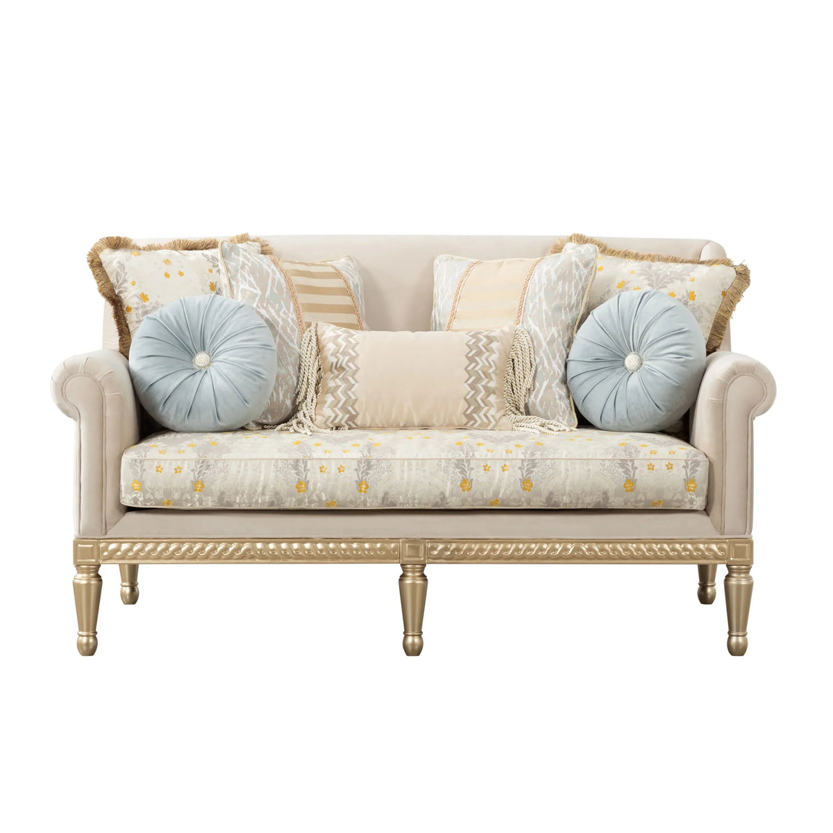 84in Modern Velvet Sofa Set, 3-Seater Couch With Loveseat, Beige
