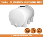 550-Gallon Horizontal Polyethylene Water Tank With Legs - 5-1/2 in Fill Cap, 2 in NPT Outlet