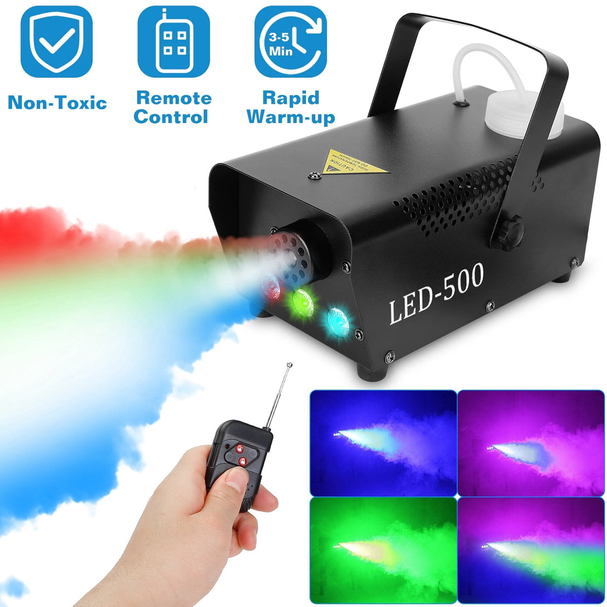 400W Fog Machine RGB LED Party Club DJ Fogger Rapid Heating Remote Control Wedding Stage Smoke Machine