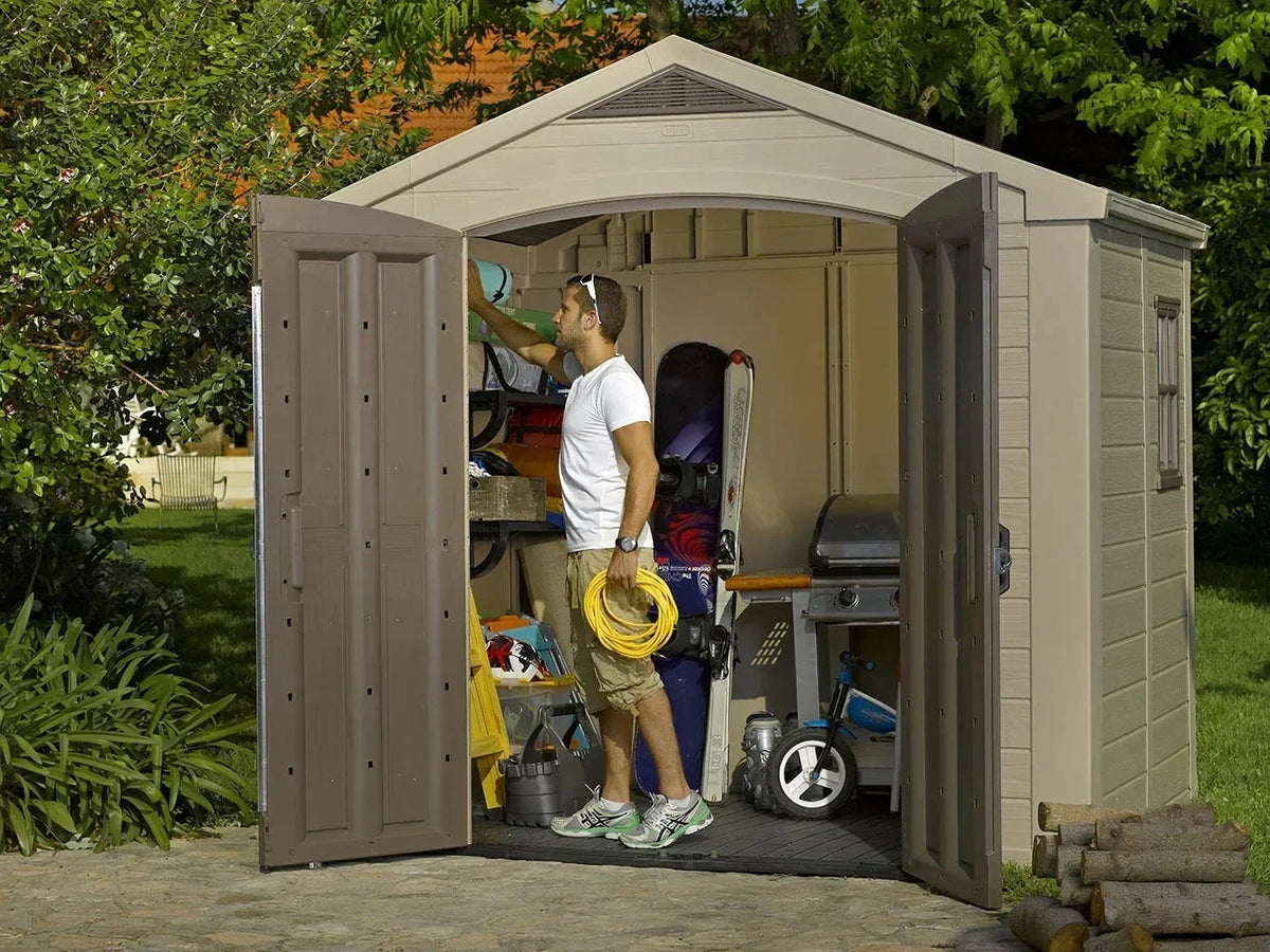 Keter Resin Outdoor Storage Shed, 8 x 11 Foot, 550 Cu. Ft., Taupe