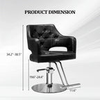 OmySalon Barber Styling Chair With Hydraulic Pump, 360 Swivel And Footrest - Black