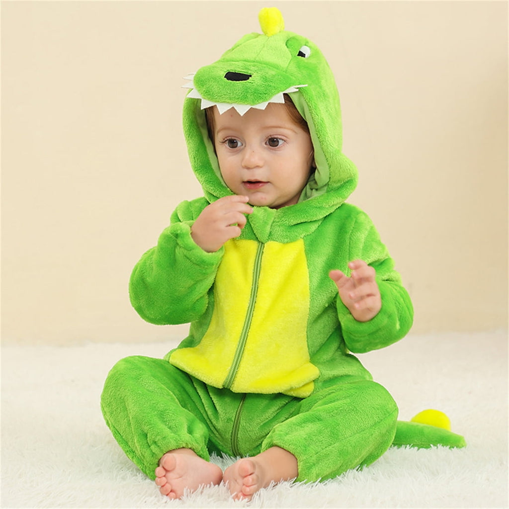 WIBACKER Infant Toddler Dinosaur Animal Fancy Dress Costume Baby Winter Flannel Hooded Romper Christmas Halloween Cosplay Jumpsuit