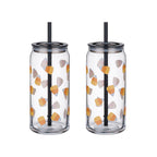 Way to Celebrate Halloween Candy Corn Glass Can Sipper Tumblers, 20 oz, 2-Pack