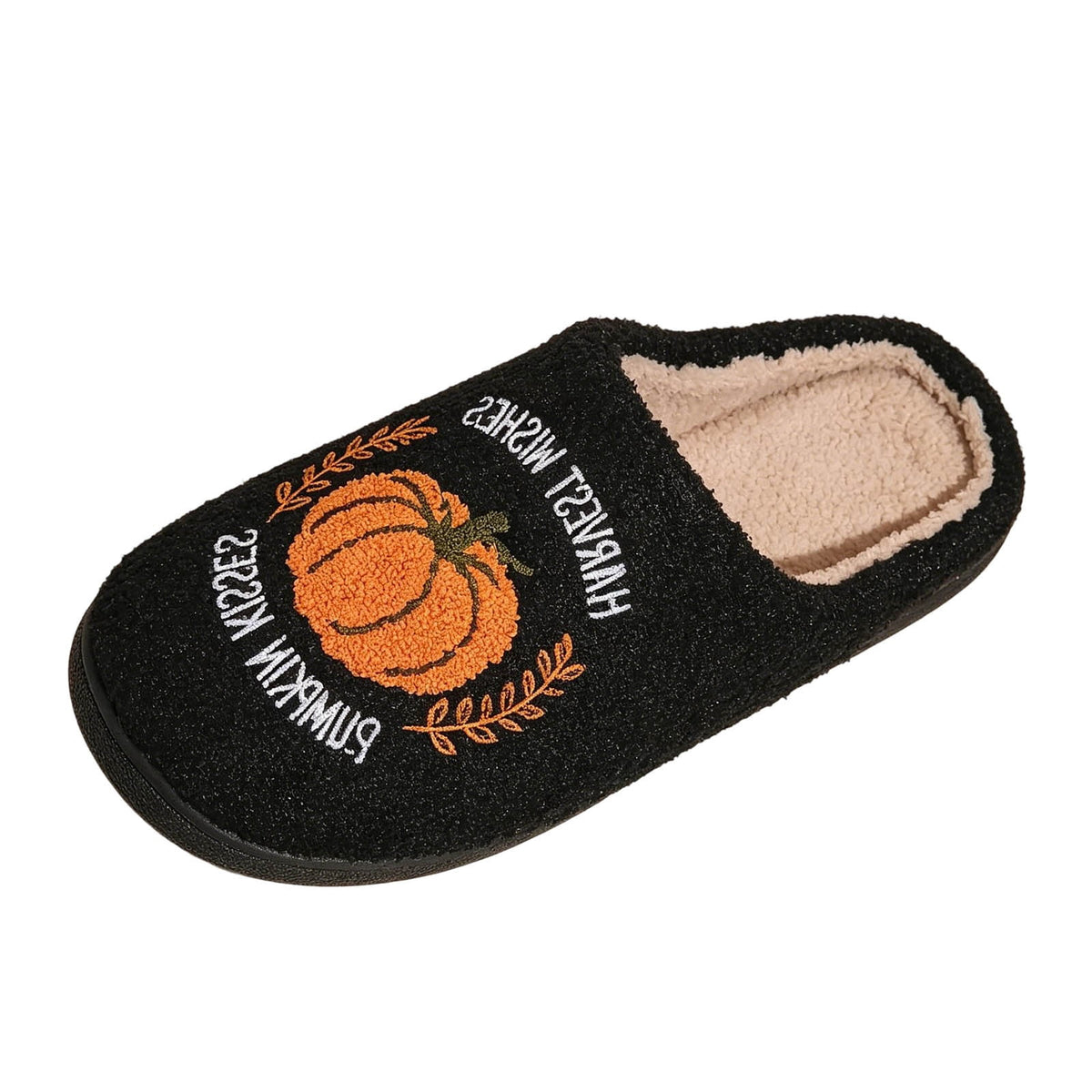 SAWOBUUN Womens Mens Halloween Pumpkin Slippers Cozy Fuzzy Closed Toe House Slippers Fall Harvest Plush Warm Indoor Slippers