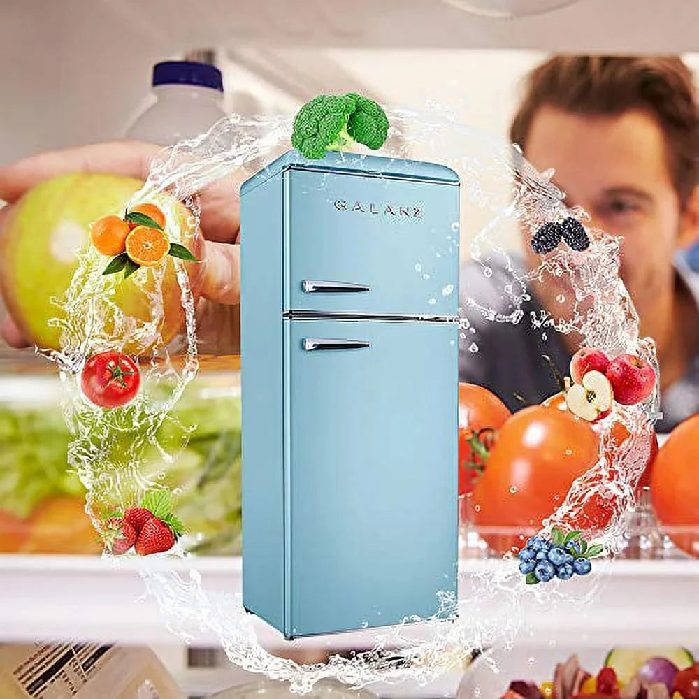 Galanz Top Mount Refrigerator 10.0 Cu Ft Blue 23.74 x 27.48 x 61.81 in - GLR10TBEEFR