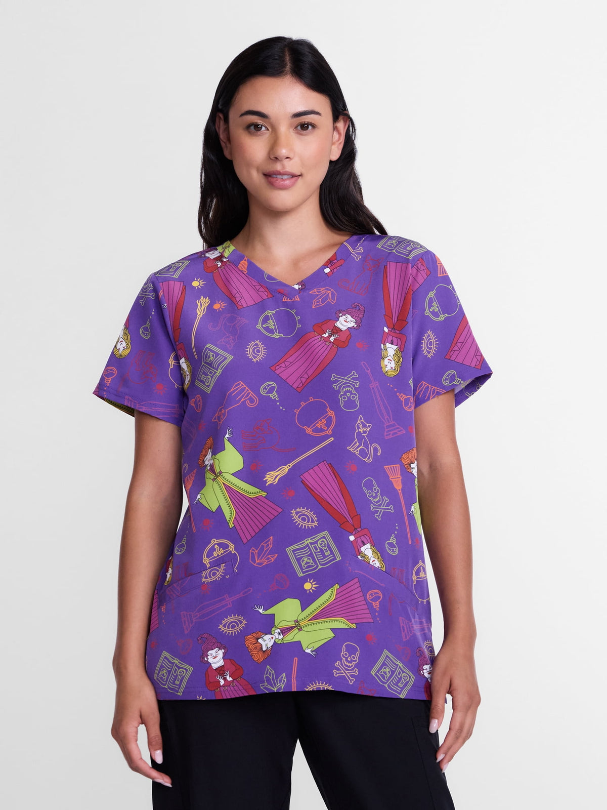 Care Bears Women's Halloween Scrub Top with Short Sleeves, Sizes S-XXXL