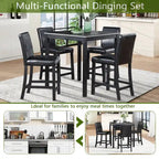 Modern 5-Piece Counter Height Dining Set With Square Table And 4 Upholstered Chairs