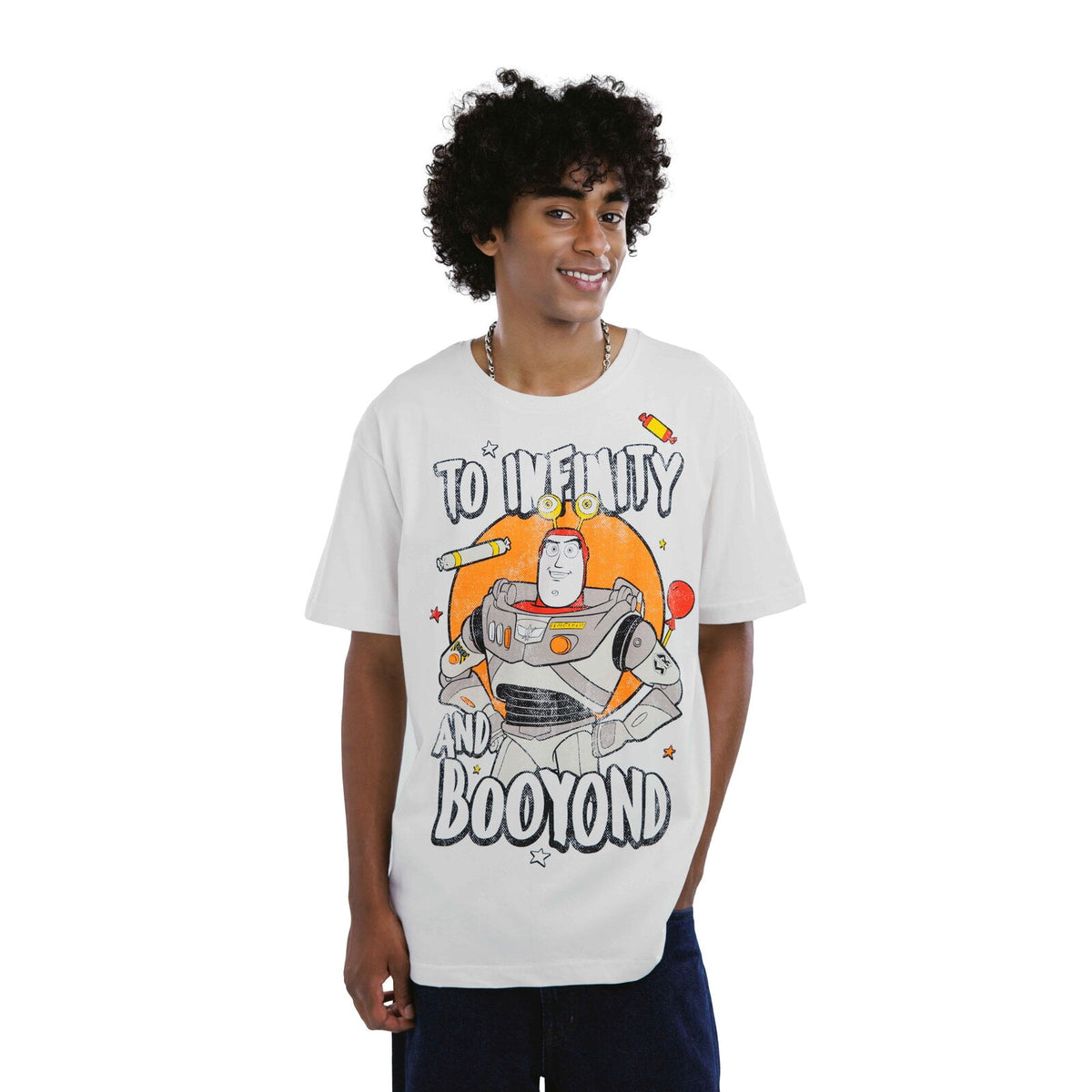 Disney Toy Story Men's Short Sleeve T-Shirt Buzz Alien Beige