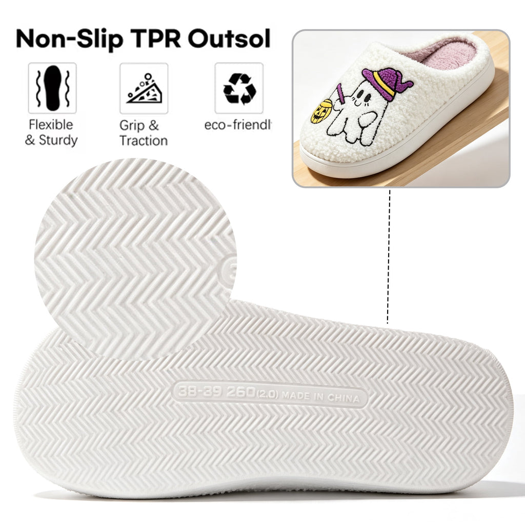 BERANMEY Halloween Slippers for Women Perfect Soft Plush Comfy Warm Slip-On Cute Womens Slippers Indoor Fluffy House Slippers for Women and Men Non-slip Fuzzy Flat Slides