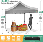 COBIZI 10x20 Heavy Duty Pop-Up Canopy Tent With 6 Sidewalls - Black
