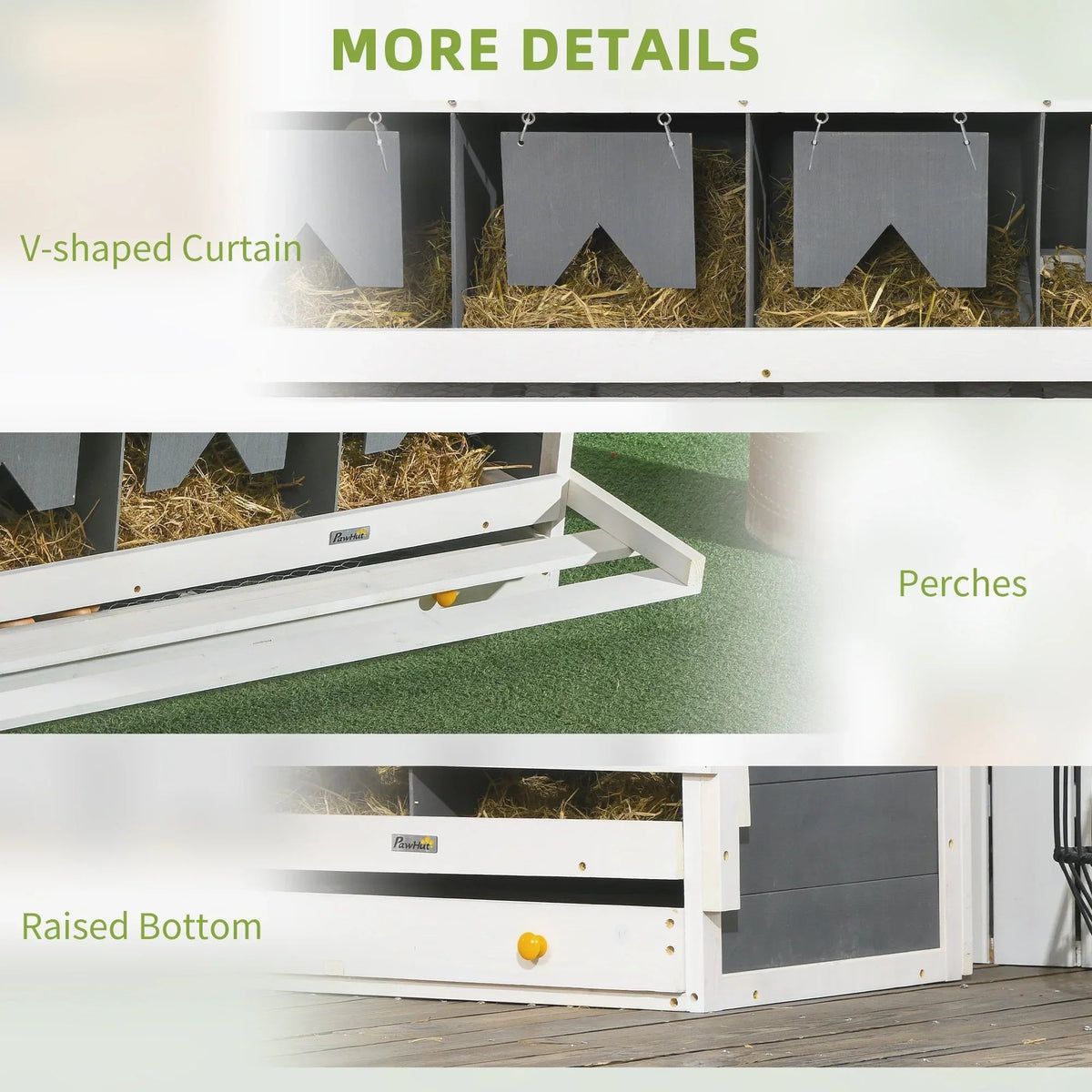 PawHut Chicken Nesting Boxes With 2 Egg Collection Trays, 8 Compartments