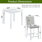 Modern 5-Piece Counter Height Dining Set With Square Table And 4 Upholstered Chairs