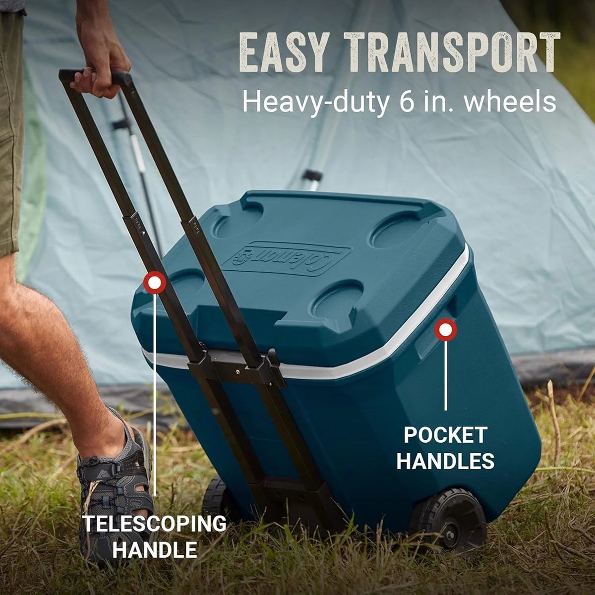 Coleman Classic Series Insulated Wheeled Cooler, 100-Quart, Rock Grey - Wheeled