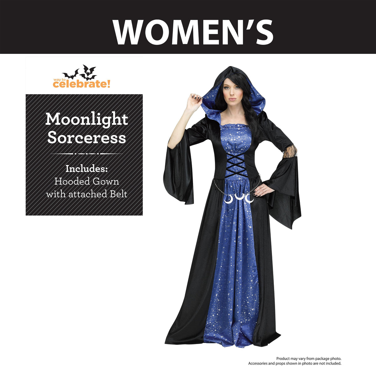 Midnight Sorceress Halloween Costume for Adults, by Way to Celebrate