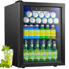 Auseo 126-Can Beverage Cooler, 3.2 Cu Ft, Glass Door, Black