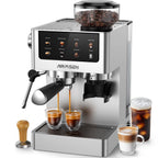 AIRMSEN Espresso Machine With Grinder, 20-Bar, 1350W, 63oz, Brushed Stainless Steel