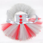 Girls Clown Tutu Dress Costume with Balloons and Gloves, Toddler Kids Clown Costume Outfits Halloween Party