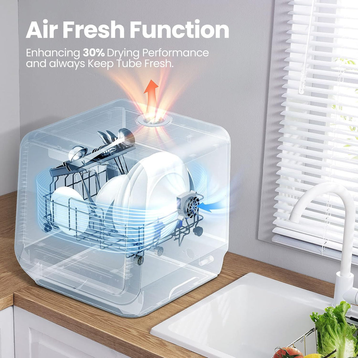 COMFEE' Portable Countertop Dishwasher, 5L Built-In Water Tank, 6 Programs, White - CDC17P0AWB