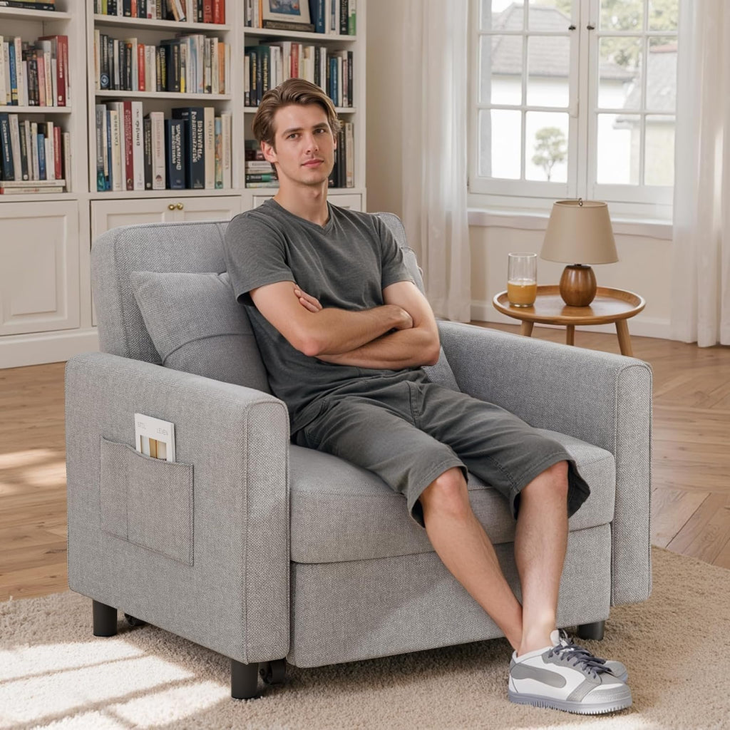 3-in-1 Convertible Pullout Sleeper Chair Bed - 75in x 26in x 17in