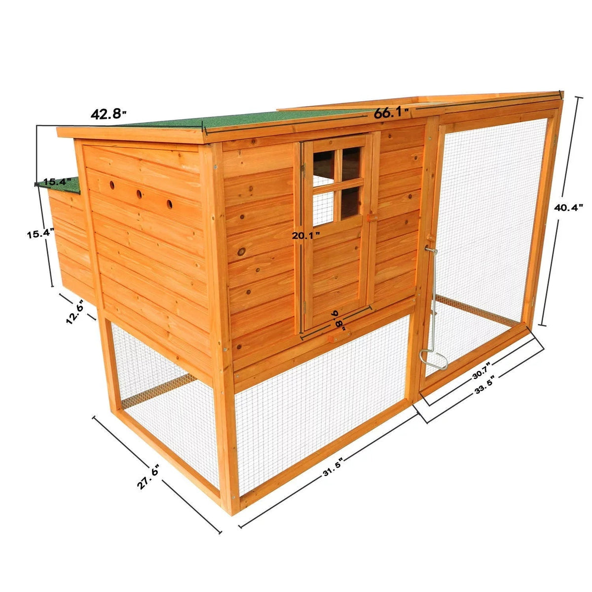 PawHut 64in Large Wooden Chicken Coop Kit With Outdoor Run And Nesting Box