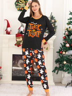 DAKIMOE Halloween Pajamas Family Matching Set Holiday Print Long Sleeve Jammies Loungewear PJs Set Sleepwear Adult Kids Men Women Toddler