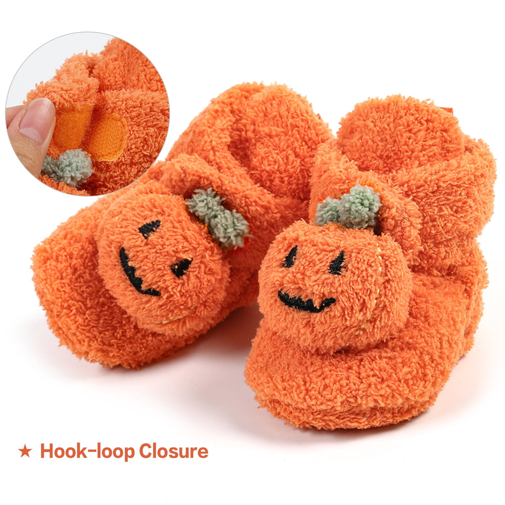 Ecetana Baby Fuzzy Bootie Slippers Halloween Cozy Sock Shoes Soft Infant Shoes Warm Fleece Slippers for Toddlers