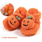 Ecetana Baby Fuzzy Bootie Slippers Halloween Cozy Sock Shoes Soft Infant Shoes Warm Fleece Slippers for Toddlers