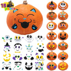 Joyfy 16 Faces Halloween Pumpkin Decorations Stickers Foam Craft Kit, 18 Sheets 16 Designs Halloween Party Favors for Kids, Party Supplies Arts Activities, Jack O Lantern Face Sticker School Gifts