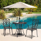 NUU GARDEN Cast Aluminum Outdoor Patio Bistro Dining Chairs, Set Of 2, Black With Gold-Painted Edge