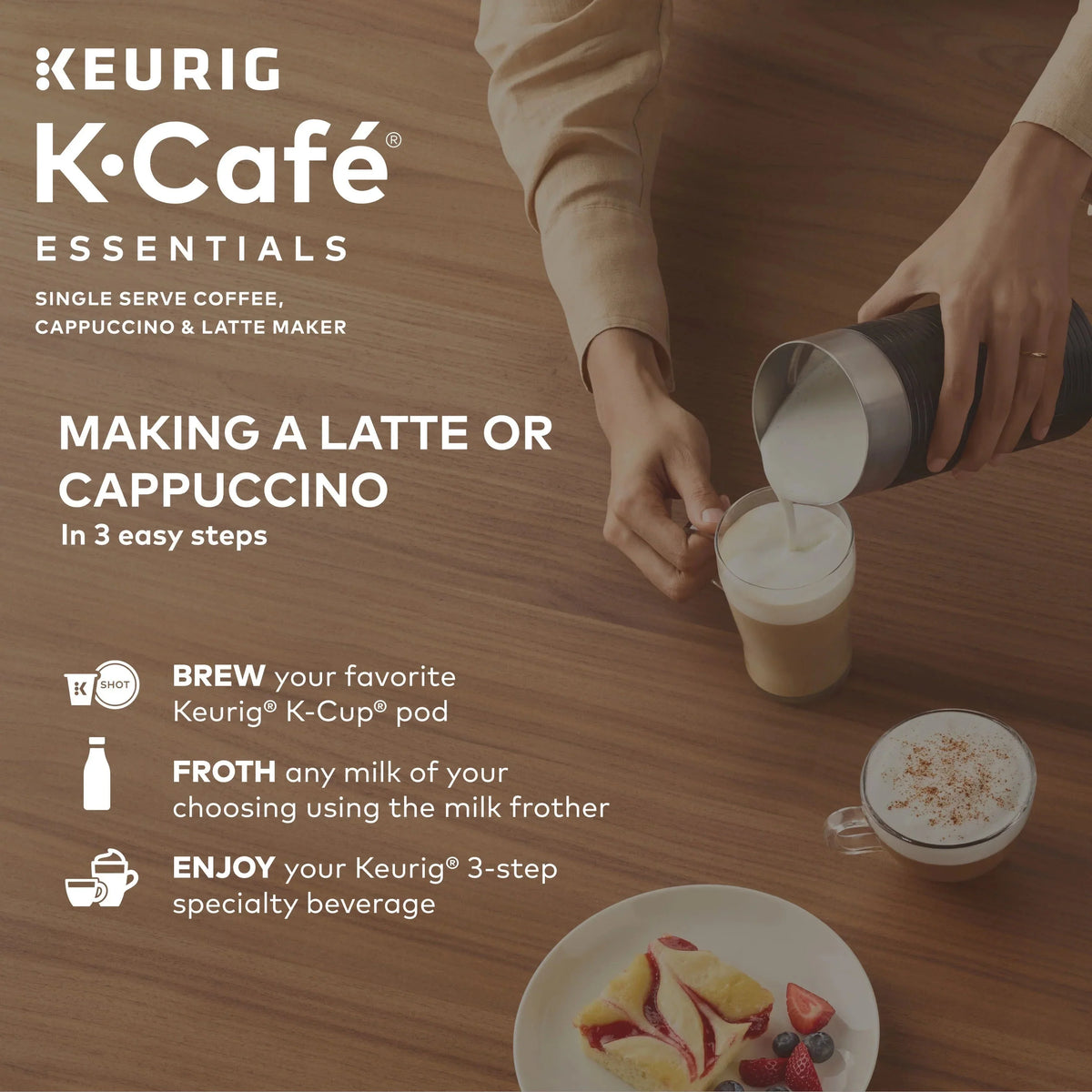 Keurig K-Cafe Essentials Single Serve K-Cup Pod Coffee Maker With Milk Frother, Black